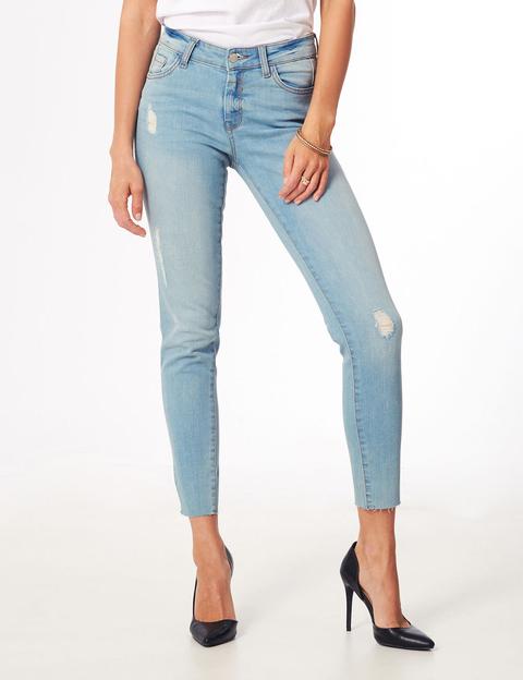 Jeans Skinny Blu Chiaro A Vita Bassa