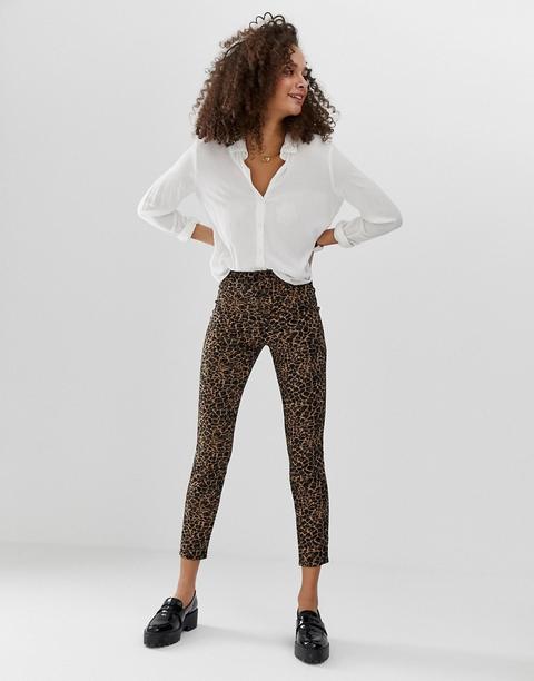 Asos Design - Pantaloni Skinny Easy-on In Jacquard Leopardati - Multicolore