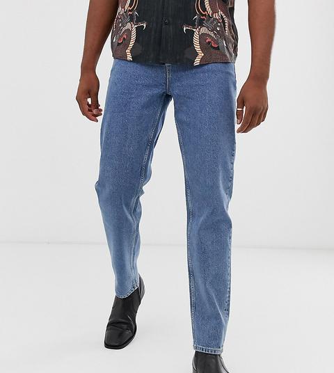 Asos Design Tall - Jean Taille Haute À Délavage Moyen Vintage - Bleu