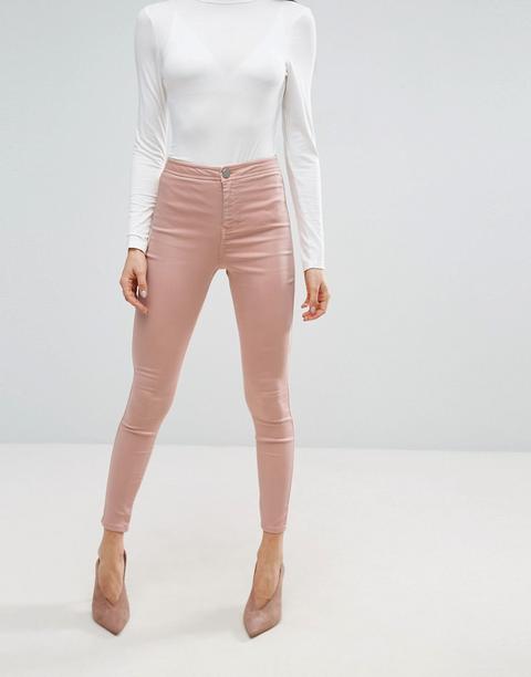 Asos - Rivington - Jeggings Di Jeans A Vita Alta Rosa Slavato - Rosa