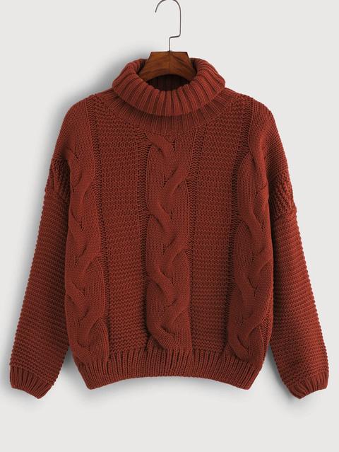 Maglione A Collo Alto Con Trame Intrecciate