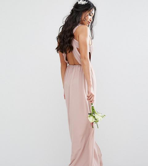 Vestido Largo Y Plisado Con Detalle De Espalda Abierta De Tfnc Petite Wedding