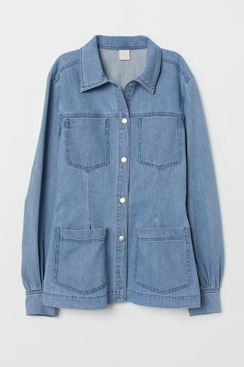 H & M - Camicia Jeans Maniche A Sbuffo - Blu