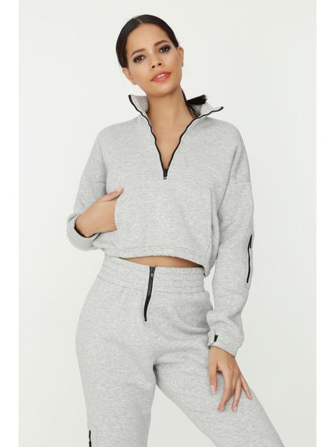 Grey Marl Zip Fleece Sweatshirt