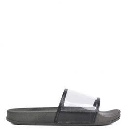 Cara - Sandalo Nero Con Fascia In Perspex