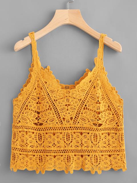 Top De Tirante De Croché Con Encaje