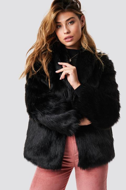 Classic Faux Fur Jacket Schwarz