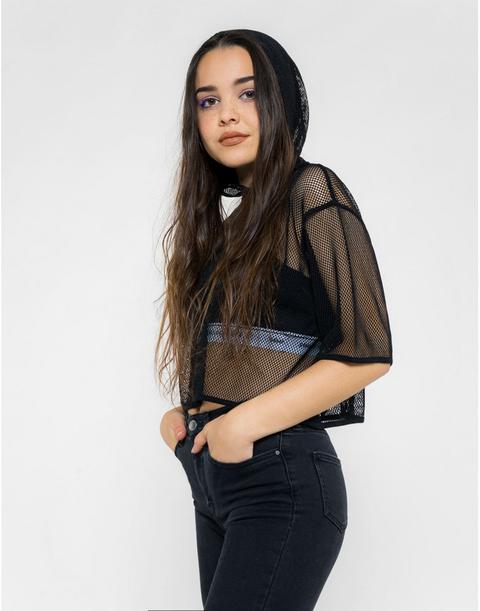 Camiseta Con Capucha Rejilla Negra Kaleidoscope