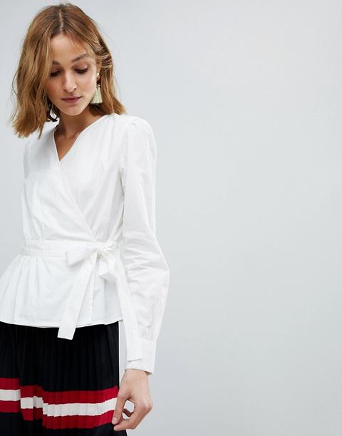 Vero Moda - Camicia A Portafoglio Con Spalle A Palloncino - Bianco