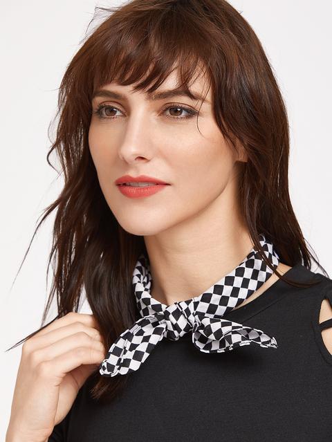 Bianco E Nero Checker Foulard