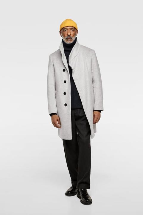 zara asymmetrical collar coat