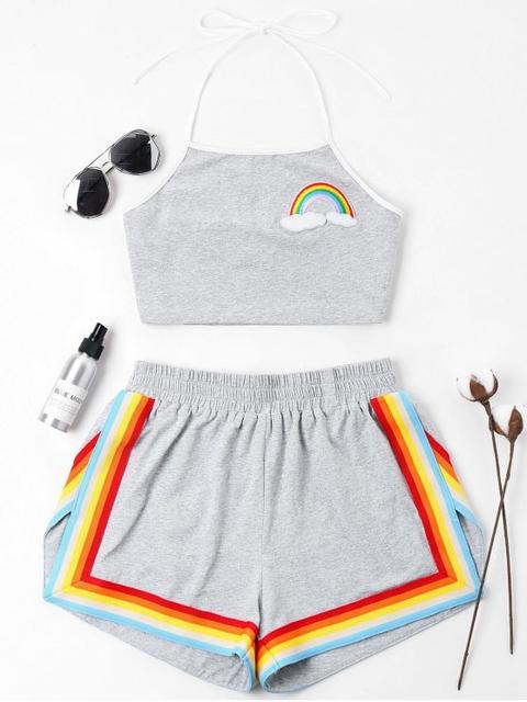 Conjunto De Pantalón Corto De Parche Arcoiris