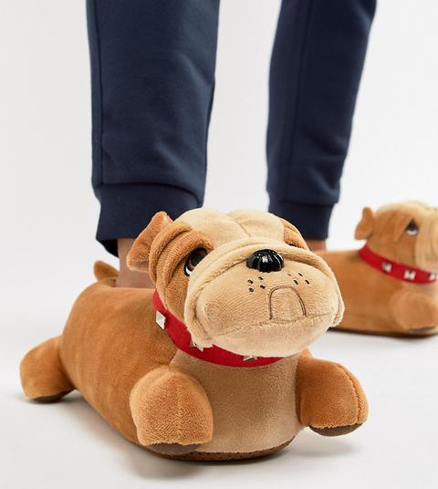 Asos Design - Pantofole Con Bulldog Cuoio - Cuoio