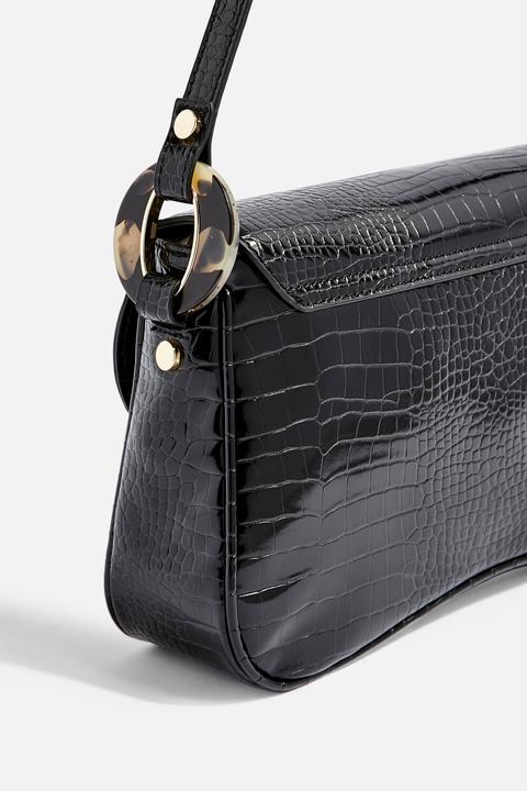 black crocodile shoulder bag