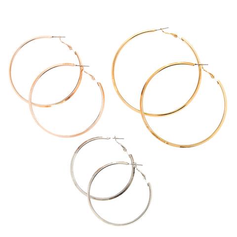 Mixed Metal Thick Edged Graduated Hoop Earrings