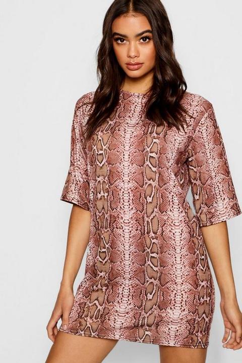 Snake Print T-shirt Dress