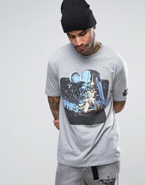 Asos - T-shirt Con Stampa Di Star Wars Vintage E Scritta Sulla Manica - Grigio
