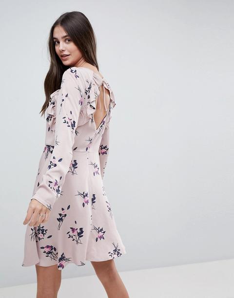 Vestido Midi Floral Con Volantes En Rosa De Vila