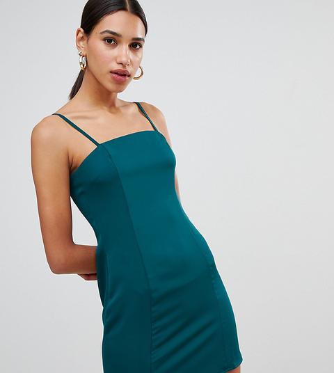 Minivestido Ajustado Con Cuello Cuadrado En Azul De Boohoo