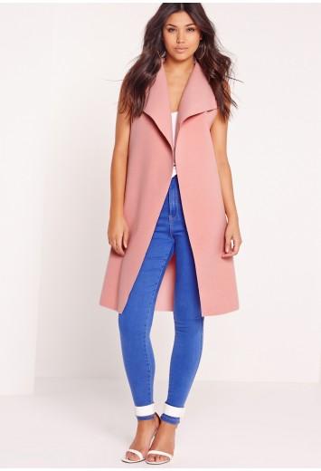 Sleeveless Felt Jacket Pink