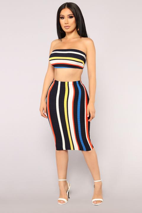 Power Stripe Skirt Set - Multistripe