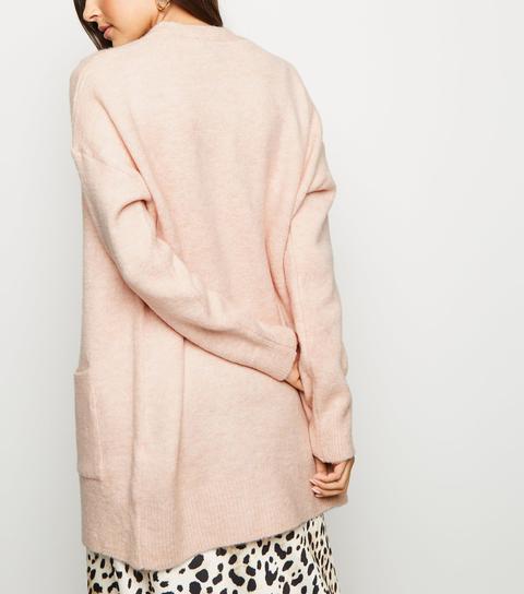 Pink Pocket Front Knitted Longline Cardigan New Look