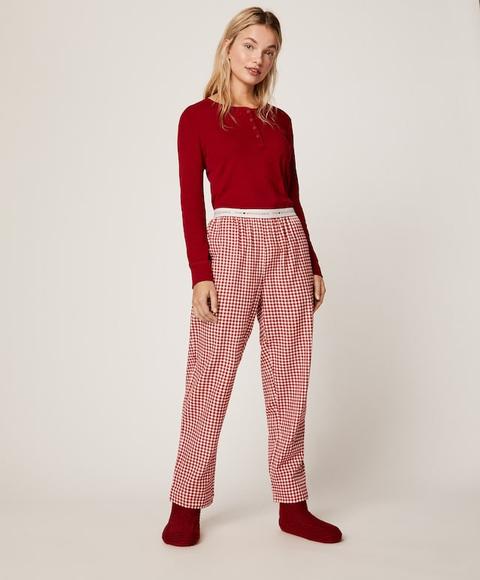 Pantalón Cuadro Rojo Vichy de Oysho en 21 Buttons