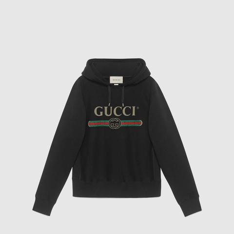 Sudadera De Algodón Con Logotipo Gucci Y Capucha