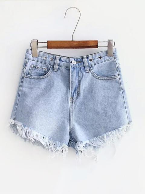 Shorts In Denim Con Bordi Sfilacciati