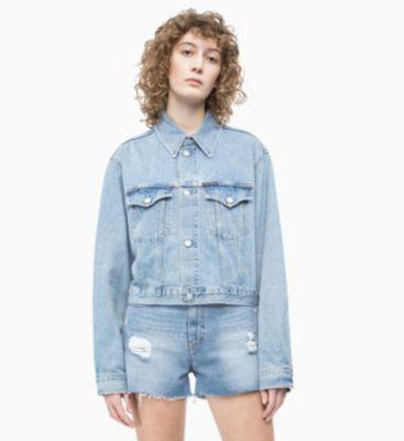 Cropped Trucker-jacke Aus Denim Mit Bestickt