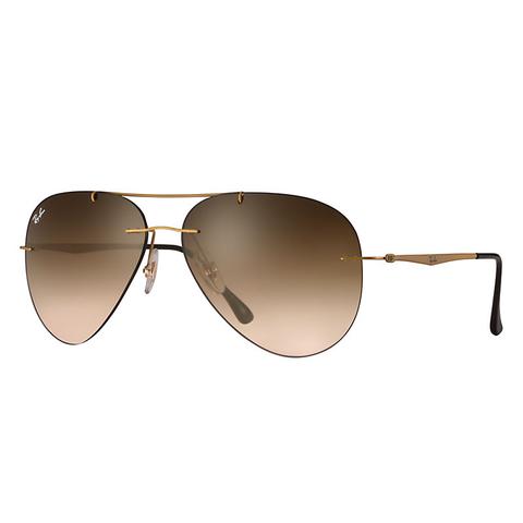 Ray Ban Aviator Light Ray Hombre Sunglasses Lentes: Marrón, Montura: Oro - Rb8055 157/13 59-13