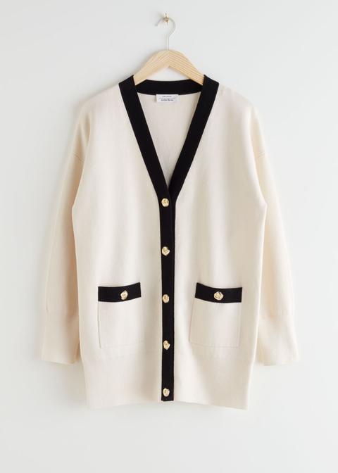 Oversized Gold Button Cardigan