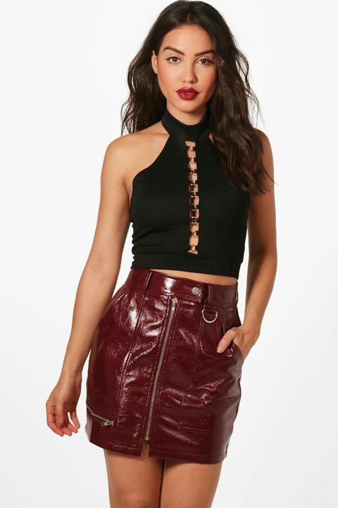 Loren Vinyl Zip Detail Mini Skirt