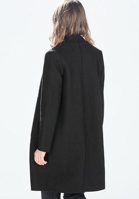 Cappotto Puro Tasche Di Lana Nero