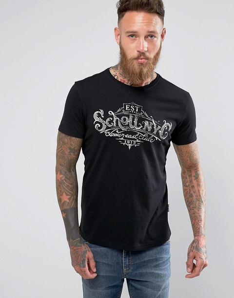 Schott - T-shirt Con Scritta - Nero