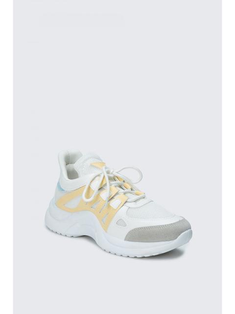 White Colour Block Lace Trainers