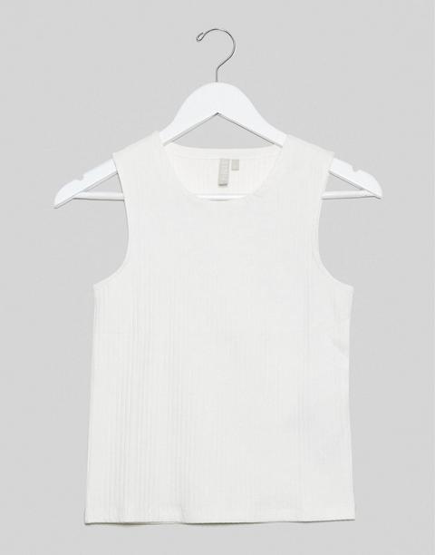 Pieces Ribbed Vest In White