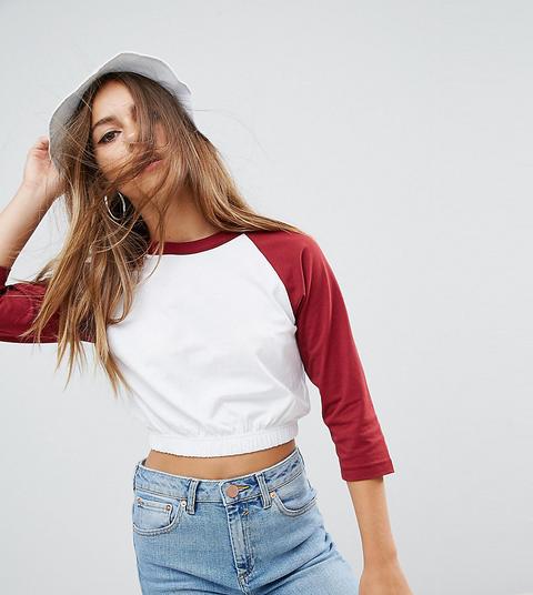 Asos Petite - T-shirt Corta Con Fondo Elasticizzato E Maniche A Blocchi Di Colore - Multicolore