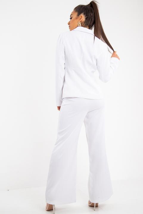 white trouser and blazer co ord