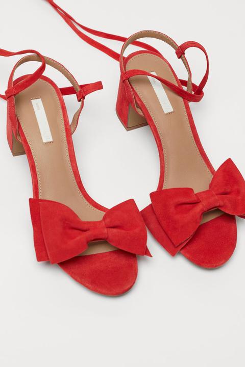 H & M - Sandali In Pelle Scamosciata - Rosso