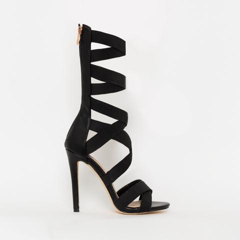 Astrid Black Strappy Stiletto Heels