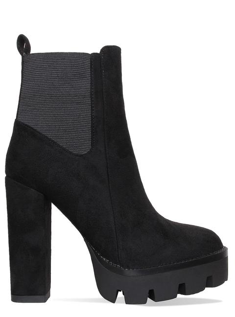 Jemma Black Suede Heel Platform Ankle Boots