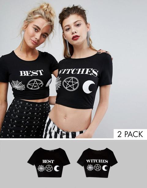 Pack De 2 Tops Cortos De Halloween Best Witches De Boohoo