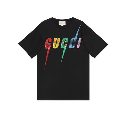 T-shirt Oversize Con Stampa Gucci Blade