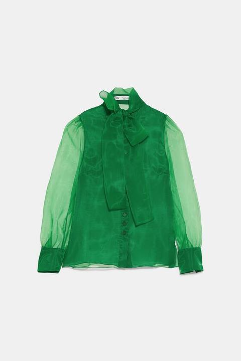 Blusa De Organza Com Laço