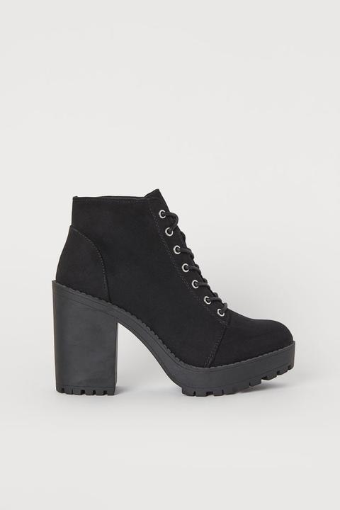 Botines De Plataforma - Negro