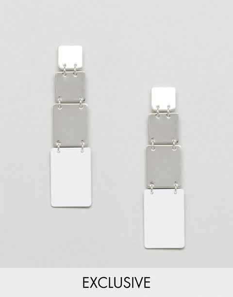 Monki Contrast Block Drop Earrings