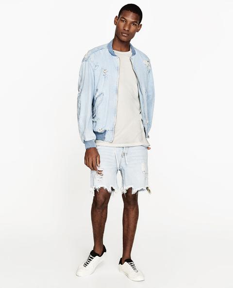 Bermuda Shorts Denim Strappi