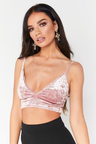 Daisy Pink Crushed Velvet Bralette