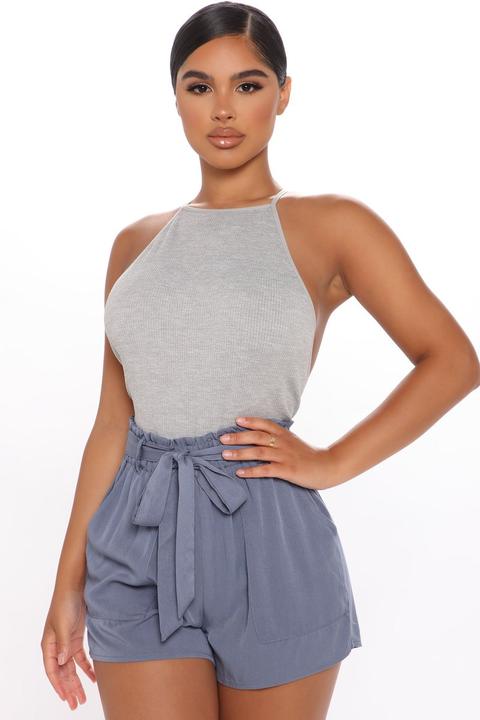 Tatiana Tie Waist Shorts - Blue